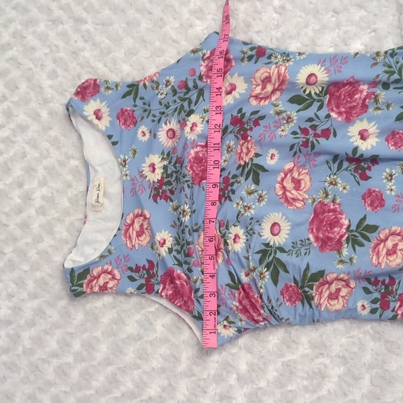 BEESON RIVER • PINKBLUSH Blue Floral Ruched Asymmetrical Maternity  Midi Dress - Picture 10 of 14